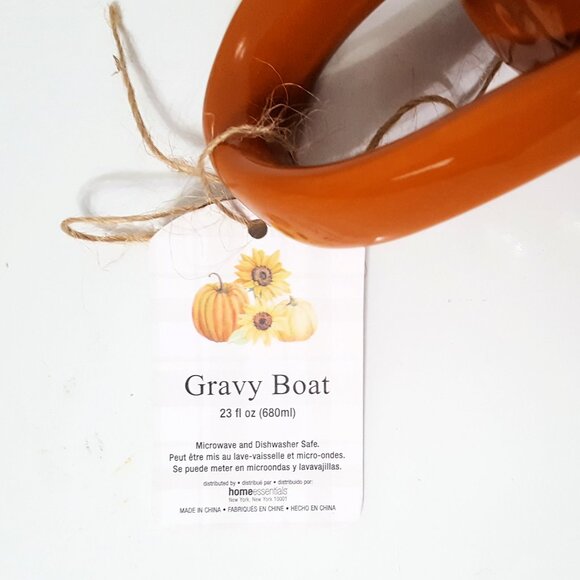 NEW Global Designs Orange Pumpkin Shaped Gravy Boat 27 OZ Stoneware - Picture 8 of 8